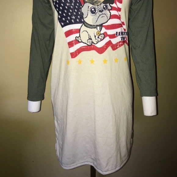 Patriotic PUG USA Flag Dog Lounge Night Gown Sleep Shirt  NEW NWT - Picture 2 of 5